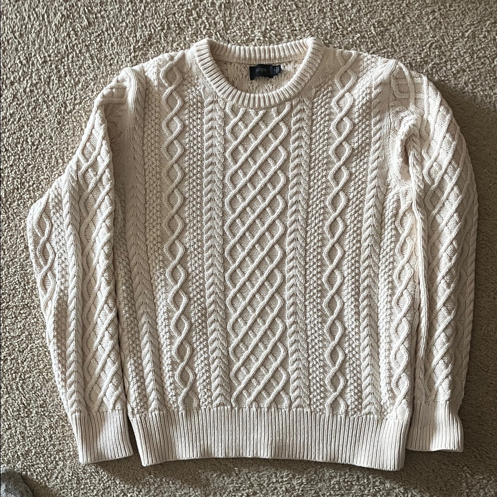 Vintage J. Crew Cream Cable Knit Crewneck Sweater